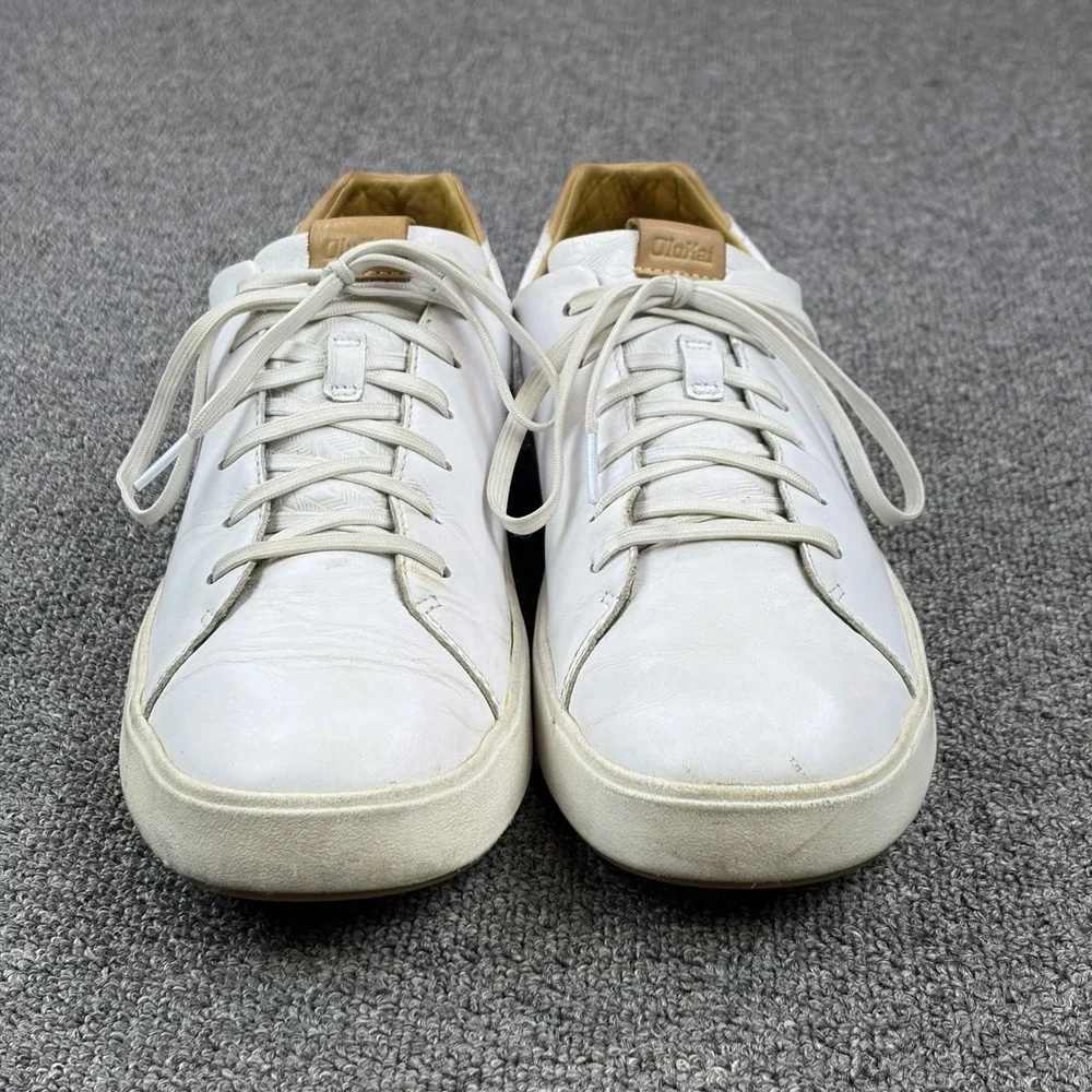 Olukai Mens Lae' Ahi Li 'ili Sneakers Shoes White Leather Lace Up Mens Size 9.5